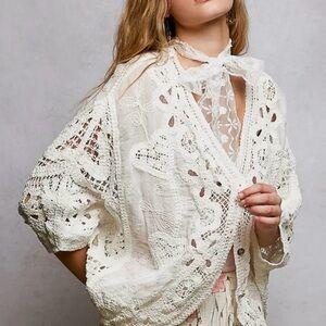 NEW POL 26 collection: “The Lainey” White Lace embroided Cardigan